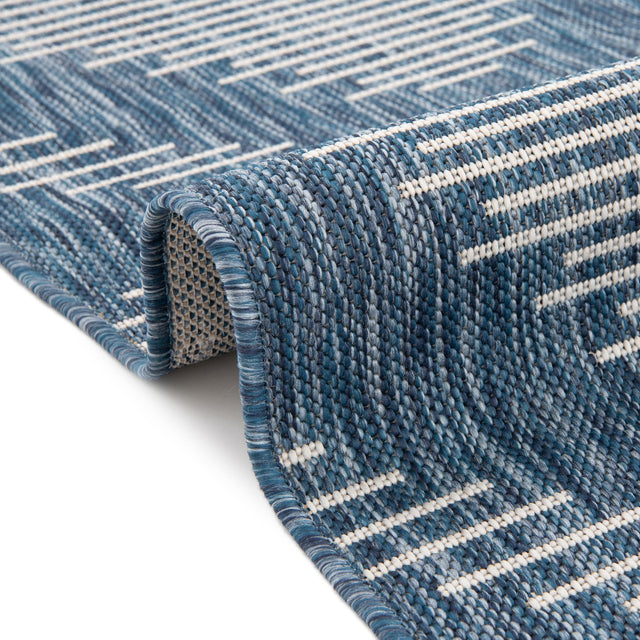 Blue 7' 10 x 10' Outdoor Modern Rectangle Area Rug Weather Resistant for Patio, Deck, Terrace, Balcony, Porch 100% Polypropylene Modern Outside Carpet for Sale at Rug Engine