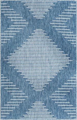Blue 5' 3 x 8' Outdoor Modern Rectangle Area Rug Weather Resistant for Patio, Deck, Terrace, Balcony, Porch 100% Polypropylene Modern Outside Carpet for Sale at Rug Engine