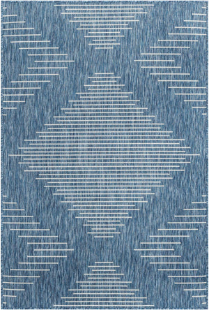 Blue 4' 1 x 6' 1 Outdoor Modern Rectangle Area Rug Weather Resistant for Patio, Deck, Terrace, Balcony, Porch 100% Polypropylene Modern Outside Carpet for Sale at Rug Engine