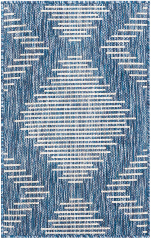 Blue 2' x 3' 1 Outdoor Modern Rectangle Area Rug Weather Resistant for Patio, Deck, Terrace, Balcony, Porch 100% Polypropylene Modern Outside Carpet for Sale at Rug Engine