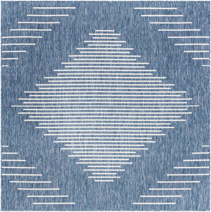 Blue 7' 1 x 7' 1 Outdoor Modern Square Rug