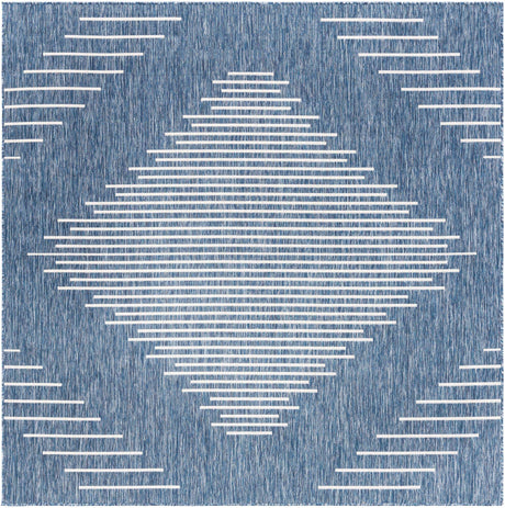 Blue 7' 1 x 7' 1 Outdoor Modern Square Rug