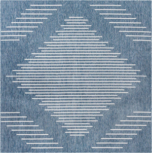 Blue 10' 8 x 10' 8 Outdoor Modern Square Area Rug Weather Resistant for Patio, Deck, Terrace, Balcony, Porch 100% Polypropylene Modern Outside Carpet for Sale at Rug Engine