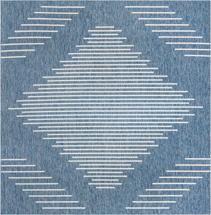 Blue 13' 1 x 13' 1 Outdoor Modern Square Area Rug Weather Resistant for Patio, Deck, Terrace, Balcony, Porch 100% Polypropylene Modern Outside Carpet for Sale at Rug Engine