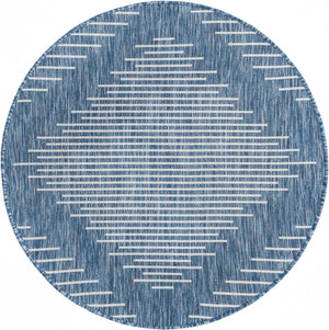 Blue 3' 1 x 3' 1 Outdoor Modern Round Area Rug Weather Resistant for Patio, Deck, Terrace, Balcony, Porch 100% Polypropylene Modern Outside Carpet for Sale at Rug Engine