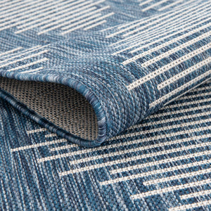Blue 6' 1 x 6' 1 Outdoor Modern Round Area Rug Weather Resistant for Patio, Deck, Terrace, Balcony, Porch 100% Polypropylene Modern Outside Carpet for Sale at Rug Engine