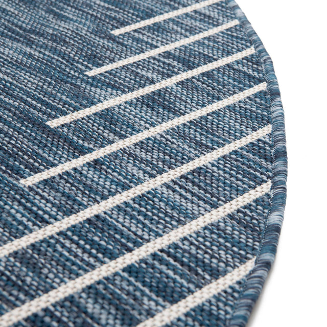 Blue 4' 1 x 4' 1 Outdoor Modern Round Area Rug Weather Resistant for Patio, Deck, Terrace, Balcony, Porch 100% Polypropylene Modern Outside Carpet for Sale at Rug Engine