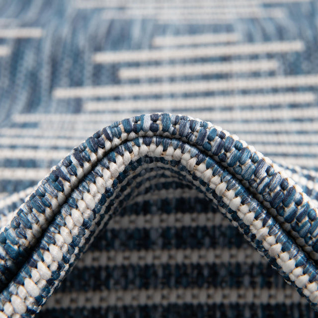 Blue 10' 8 x 10' 8 Outdoor Modern Round Area Rug Weather Resistant for Patio, Deck, Terrace, Balcony, Porch 100% Polypropylene Modern Outside Carpet for Sale at Rug Engine