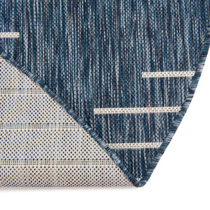 Blue 7' 10 x 7' 10 Outdoor Modern Round Area Rug Weather Resistant for Patio, Deck, Terrace, Balcony, Porch 100% Polypropylene Modern Outside Carpet for Sale at Rug Engine