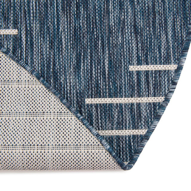 Blue 10' 8 x 10' 8 Outdoor Modern Round Area Rug Weather Resistant for Patio, Deck, Terrace, Balcony, Porch 100% Polypropylene Modern Outside Carpet for Sale at Rug Engine
