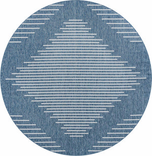 Blue 13' 1 x 13' 1 Outdoor Modern Round Area Rug Weather Resistant for Patio, Deck, Terrace, Balcony, Porch 100% Polypropylene Modern Outside Carpet for Sale at Rug Engine
