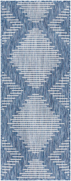 Blue 2' x 5' 3 Outdoor Modern Runner Area Rug Weather Resistant for Patio, Deck, Terrace, Balcony, Porch 100% Polypropylene Modern Outside Carpet for Sale at Rug Engine