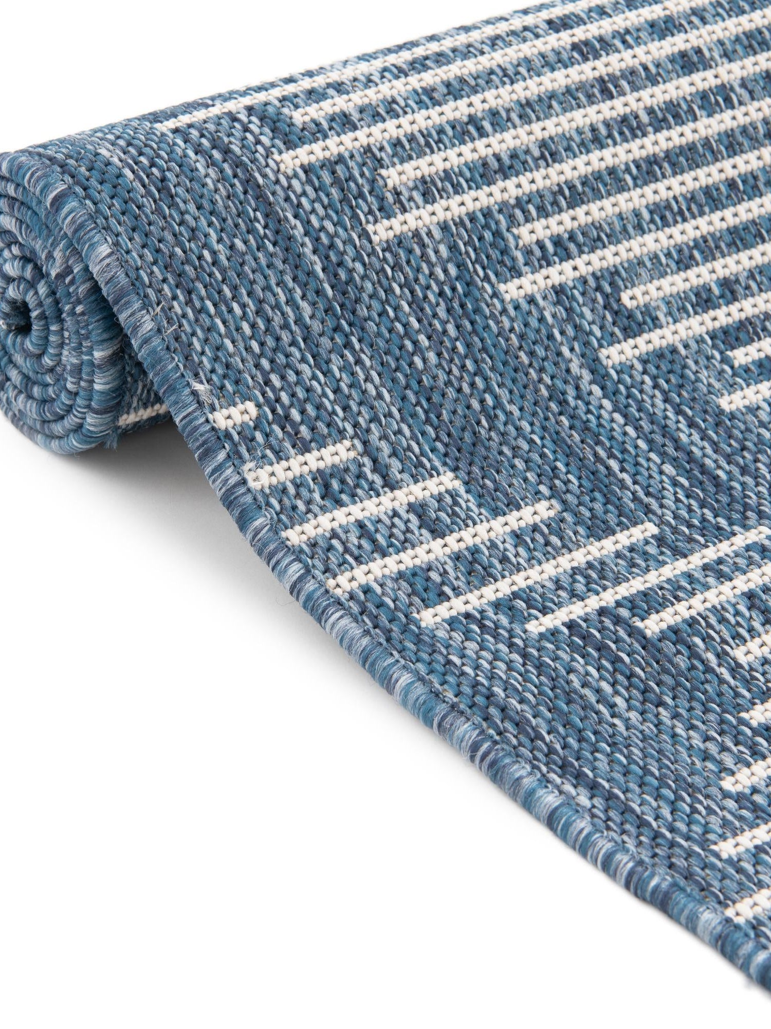 Blue 2' 7 x 12' Outdoor Modern Runner Area Rug Weather Resistant for Patio, Deck, Terrace, Balcony, Porch 100% Polypropylene Modern Outside Carpet for Sale at Rug Engine