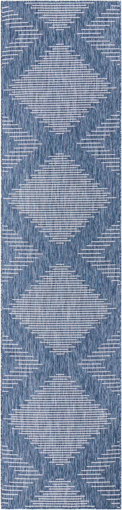 Blue 3' 3 x 14' 1 Outdoor Modern Runner Area Rug Weather Resistant for Patio, Deck, Terrace, Balcony, Porch 100% Polypropylene Modern Outside Carpet for Sale at Rug Engine