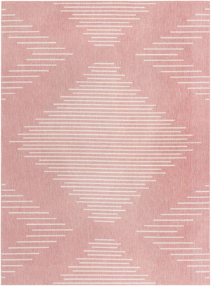 Pink 10' x 13' 1 Outdoor Modern Rectangle Area Rug Weather Resistant for Patio, Deck, Terrace, Balcony, Porch 100% Polypropylene Modern Outside Carpet for Sale at Rug Engine