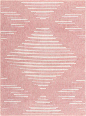 Pink 9' x 12' Outdoor Modern Rectangle Area Rug Weather Resistant for Patio, Deck, Terrace, Balcony, Porch 100% Polypropylene Modern Outside Carpet for Sale at Rug Engine
