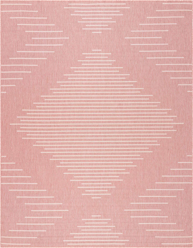 Pink 7' 10 x 10' Outdoor Modern Rectangle Area Rug Weather Resistant for Patio, Deck, Terrace, Balcony, Porch 100% Polypropylene Modern Outside Carpet for Sale at Rug Engine