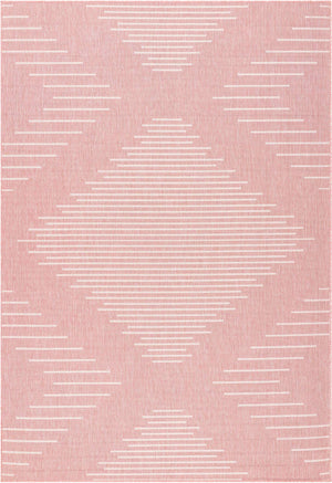 Pink 7' 1 x 10' Outdoor Modern Rectangle Area Rug Weather Resistant for Patio, Deck, Terrace, Balcony, Porch 100% Polypropylene Modern Outside Carpet for Sale at Rug Engine