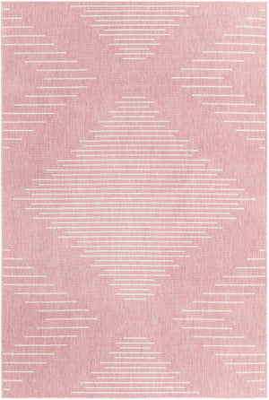 Pink 6' 1 x 9' Outdoor Modern Rectangle Area Rug Weather Resistant for Patio, Deck, Terrace, Balcony, Porch 100% Polypropylene Modern Outside Carpet for Sale at Rug Engine