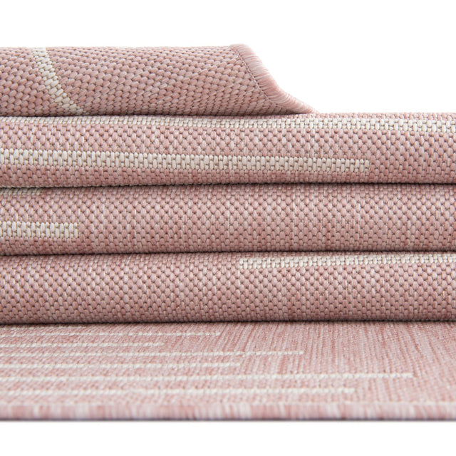 Pink 4' 1 x 6' 1 Outdoor Modern Rectangle Area Rug Weather Resistant for Patio, Deck, Terrace, Balcony, Porch 100% Polypropylene Modern Outside Carpet for Sale at Rug Engine