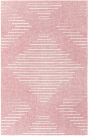 Pink 5' 3 x 8' Outdoor Modern Rectangle Area Rug Weather Resistant for Patio, Deck, Terrace, Balcony, Porch 100% Polypropylene Modern Outside Carpet for Sale at Rug Engine