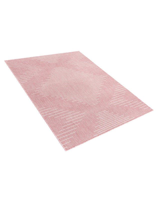 Pink 4' 1 x 6' 1 Outdoor Modern Rectangle Area Rug Weather Resistant for Patio, Deck, Terrace, Balcony, Porch 100% Polypropylene Modern Outside Carpet for Sale at Rug Engine