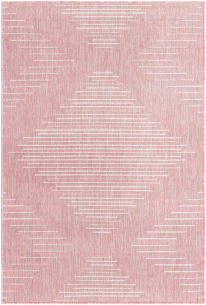 Pink 4' 1 x 6' 1 Outdoor Modern Rectangle Area Rug Weather Resistant for Patio, Deck, Terrace, Balcony, Porch 100% Polypropylene Modern Outside Carpet for Sale at Rug Engine