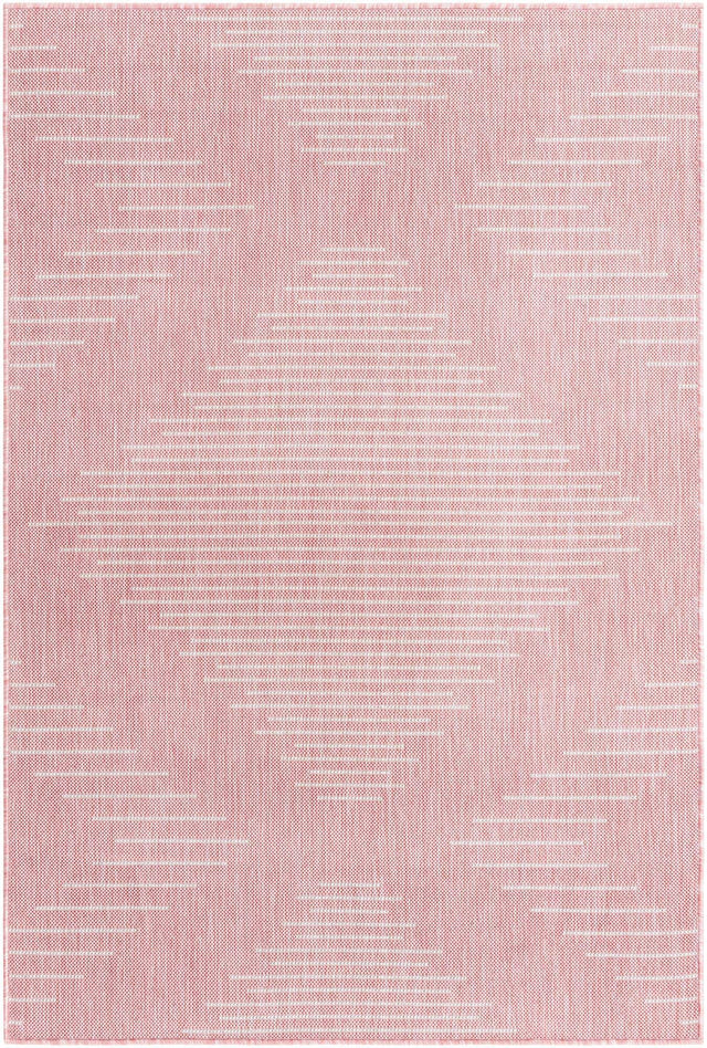 Pink 4' 1 x 6' 1 Outdoor Modern Rectangle Area Rug Weather Resistant for Patio, Deck, Terrace, Balcony, Porch 100% Polypropylene Modern Outside Carpet for Sale at Rug Engine