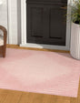 Pink 13' 1 x 13' 1 Outdoor Modern Square Area Rug Weather Resistant for Patio, Deck, Terrace, Balcony, Porch 100% Polypropylene Modern Outside Carpet for Sale at Rug Engine