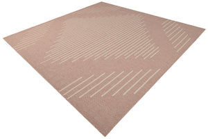 Pink 10' 8 x 10' 8 Outdoor Modern Square Area Rug Weather Resistant for Patio, Deck, Terrace, Balcony, Porch 100% Polypropylene Modern Outside Carpet for Sale at Rug Engine