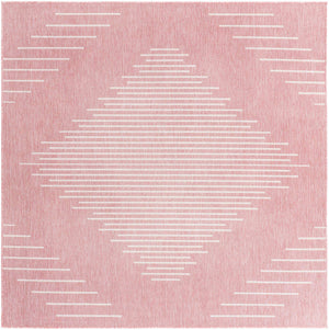 Pink 10' 8 x 10' 8 Outdoor Modern Square Area Rug Weather Resistant for Patio, Deck, Terrace, Balcony, Porch 100% Polypropylene Modern Outside Carpet for Sale at Rug Engine
