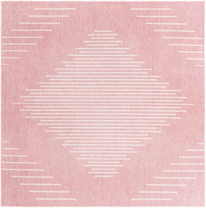 Pink 13' 1 x 13' 1 Outdoor Modern Square Area Rug Weather Resistant for Patio, Deck, Terrace, Balcony, Porch 100% Polypropylene Modern Outside Carpet for Sale at Rug Engine