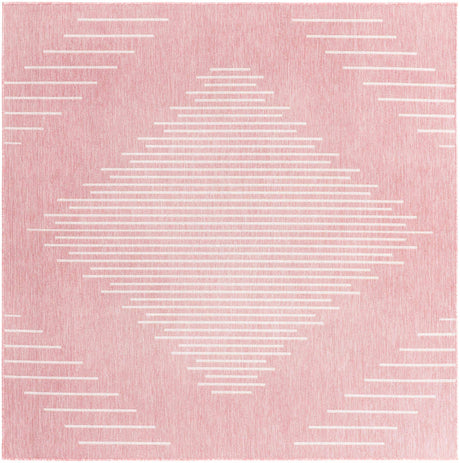 Pink 13' 1 x 13' 1 Outdoor Modern Square Area Rug Weather Resistant for Patio, Deck, Terrace, Balcony, Porch 100% Polypropylene Modern Outside Carpet for Sale at Rug Engine