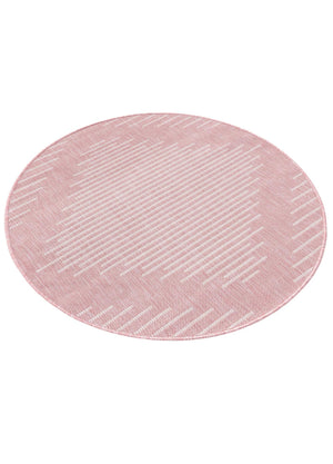 Pink 3' 1 x 3' 1 Outdoor Modern Round Area Rug Weather Resistant for Patio, Deck, Terrace, Balcony, Porch 100% Polypropylene Modern Outside Carpet for Sale at Rug Engine