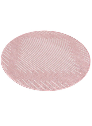 Pink 3' 1 x 3' 1 Outdoor Modern Round Area Rug Weather Resistant for Patio, Deck, Terrace, Balcony, Porch 100% Polypropylene Modern Outside Carpet for Sale at Rug Engine