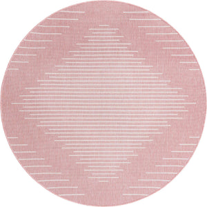 Pink 10' 8 x 10' 8 Outdoor Modern Round Area Rug Weather Resistant for Patio, Deck, Terrace, Balcony, Porch 100% Polypropylene Modern Outside Carpet for Sale at Rug Engine