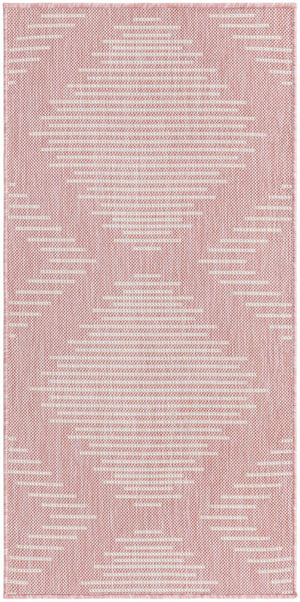 Pink 2' x 4' 1 Outdoor Modern Runner Area Rug Weather Resistant for Patio, Deck, Terrace, Balcony, Porch 100% Polypropylene Modern Outside Carpet for Sale at Rug Engine