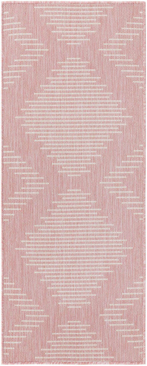 Pink 2' x 5' 3 Outdoor Modern Runner Area Rug Weather Resistant for Patio, Deck, Terrace, Balcony, Porch 100% Polypropylene Modern Outside Carpet for Sale at Rug Engine