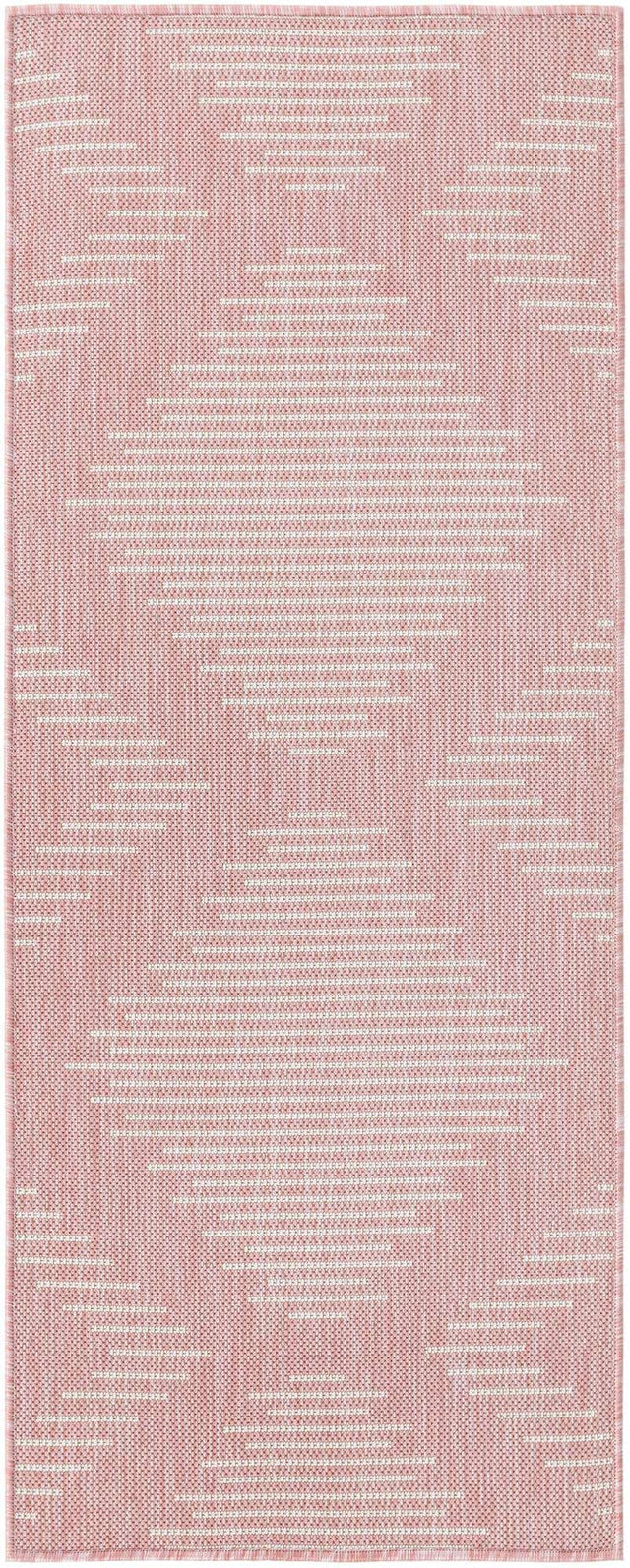 Pink 2' x 5' 3 Outdoor Modern Runner Area Rug Weather Resistant for Patio, Deck, Terrace, Balcony, Porch 100% Polypropylene Modern Outside Carpet for Sale at Rug Engine