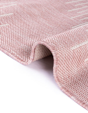 Pink 2' x 6' 1 Outdoor Modern Runner Area Rug Weather Resistant for Patio, Deck, Terrace, Balcony, Porch 100% Polypropylene Modern Outside Carpet for Sale at Rug Engine