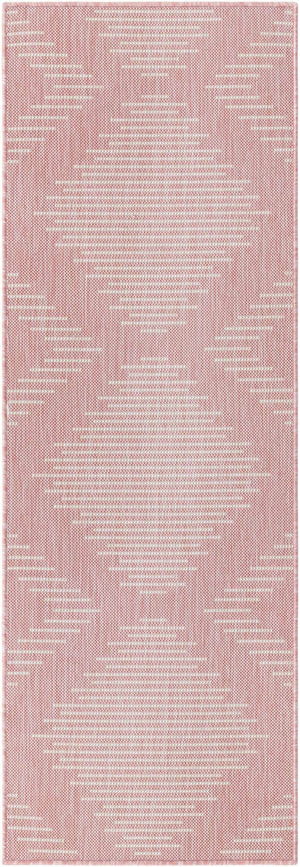 Pink 2' x 6' 1 Outdoor Modern Runner Area Rug Weather Resistant for Patio, Deck, Terrace, Balcony, Porch 100% Polypropylene Modern Outside Carpet for Sale at Rug Engine