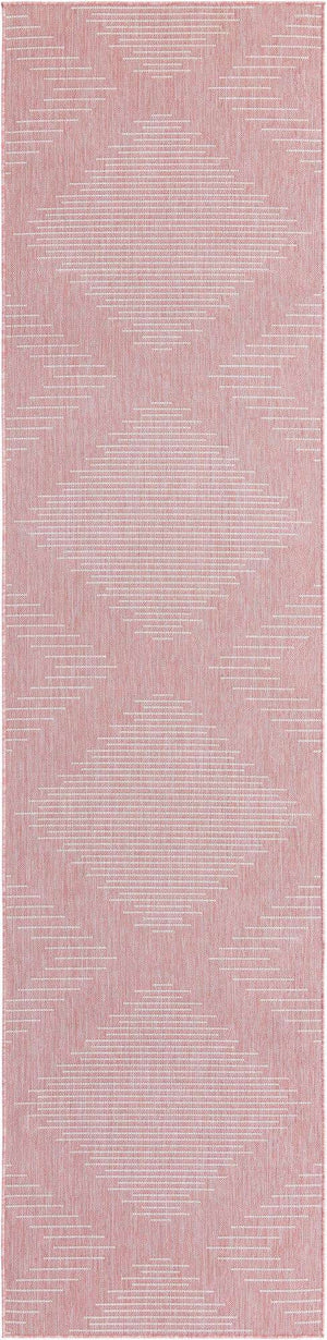 Pink 3' 3 x 14' 1 Outdoor Modern Runner Area Rug Weather Resistant for Patio, Deck, Terrace, Balcony, Porch 100% Polypropylene Modern Outside Carpet for Sale at Rug Engine