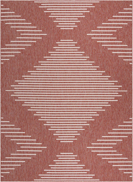 Rust Red 10' x 13' 1 Outdoor Modern Rectangle Area Rug Weather Resistant for Patio, Deck, Terrace, Balcony, Porch 100% Polypropylene Modern Outside Carpet for Sale at Rug Engine