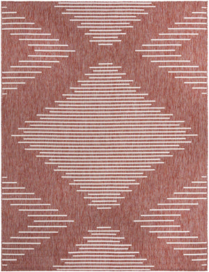 Rust Red 9' x 12' Outdoor Modern Rectangle Area Rug Weather Resistant for Patio, Deck, Terrace, Balcony, Porch 100% Polypropylene Modern Outside Carpet for Sale at Rug Engine