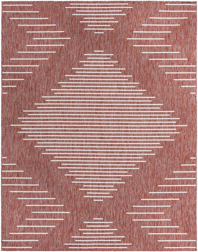 Rust Red 7' 10 x 10' Outdoor Modern Rectangle Area Rug Weather Resistant for Patio, Deck, Terrace, Balcony, Porch 100% Polypropylene Modern Outside Carpet for Sale at Rug Engine