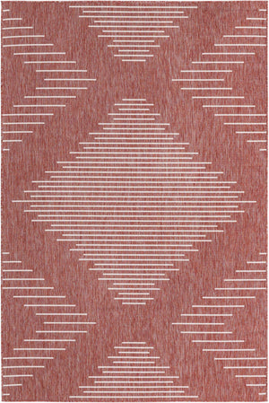 Rust Red 6' 1 x 9' Outdoor Modern Rectangle Area Rug Weather Resistant for Patio, Deck, Terrace, Balcony, Porch 100% Polypropylene Modern Outside Carpet for Sale at Rug Engine
