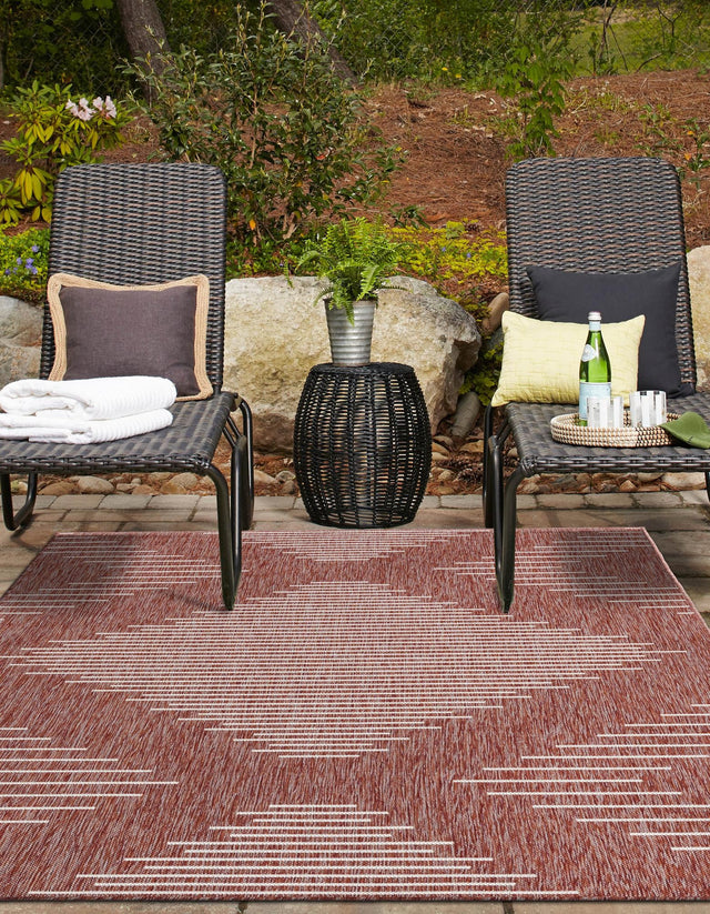 Rust Red 6' 1 x 9' Outdoor Modern Rectangle Area Rug Weather Resistant for Patio, Deck, Terrace, Balcony, Porch 100% Polypropylene Modern Outside Carpet for Sale at Rug Engine