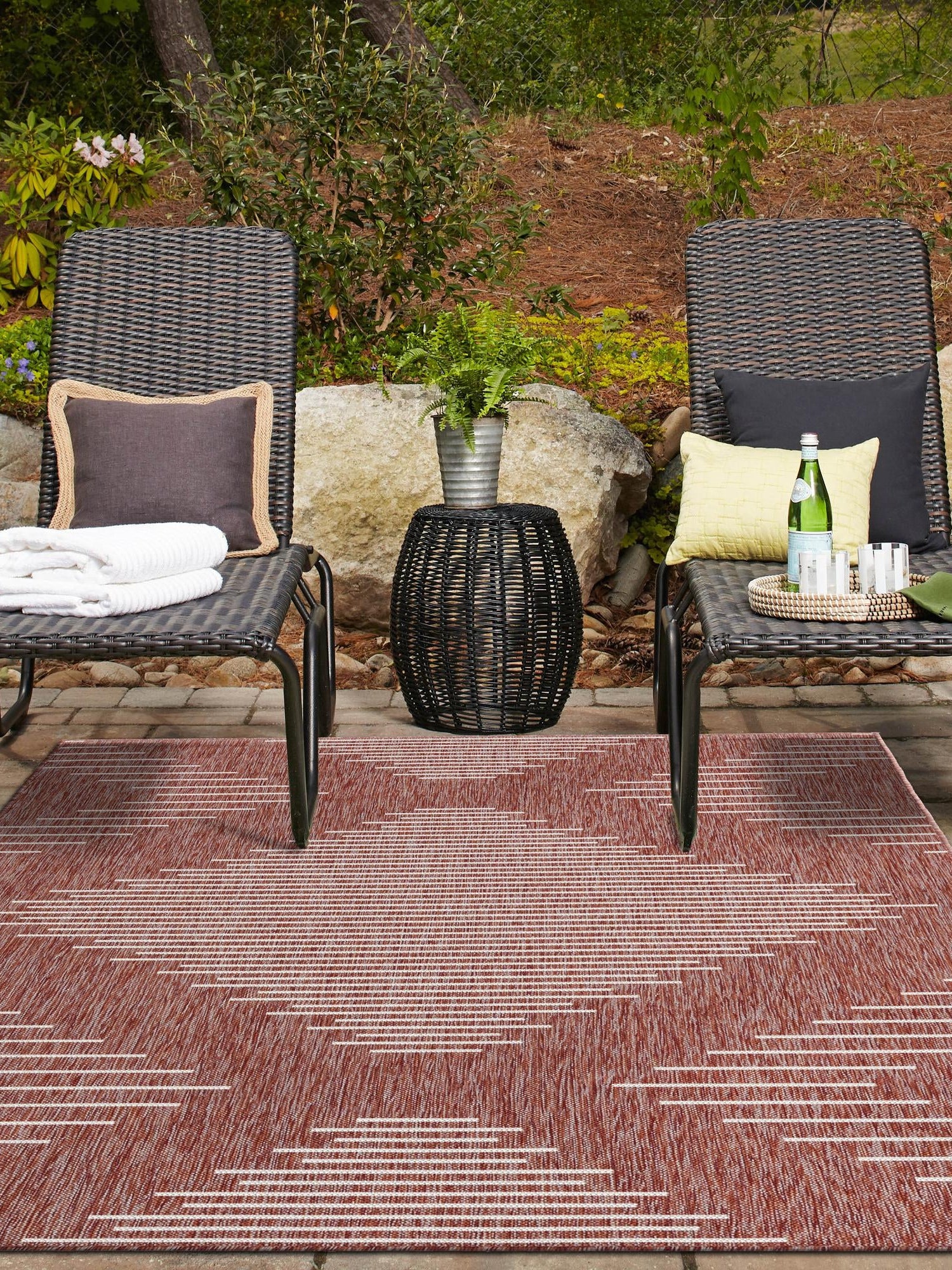 Rust Red 9' x 12' Outdoor Modern Rectangle Area Rug Weather Resistant for Patio, Deck, Terrace, Balcony, Porch 100% Polypropylene Modern Outside Carpet for Sale at Rug Engine