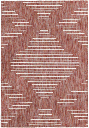 Rust Red 4' 1 x 6' 1 Outdoor Modern Rectangle Area Rug Weather Resistant for Patio, Deck, Terrace, Balcony, Porch 100% Polypropylene Modern Outside Carpet for Sale at Rug Engine
