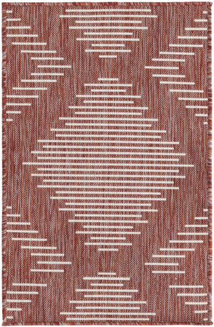 Rust Red 2' x 3' 1 Outdoor Modern Rectangle Area Rug Weather Resistant for Patio, Deck, Terrace, Balcony, Porch 100% Polypropylene Modern Outside Carpet for Sale at Rug Engine